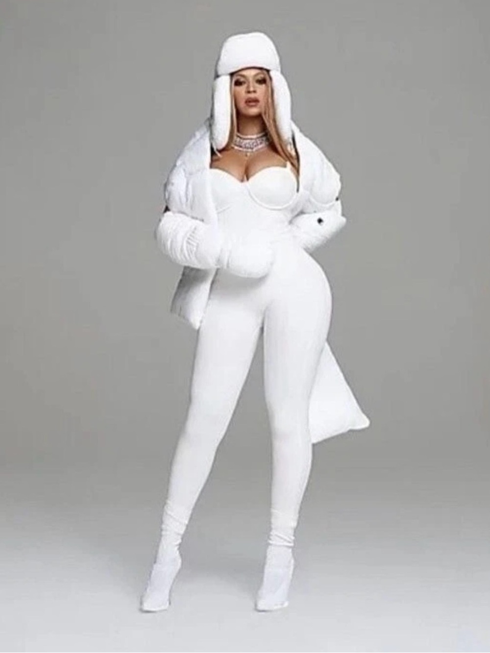 Adidas x Ivy Park Icy Beyonce Knit Catsuit Core Corset Bustier White Jumpsuit L